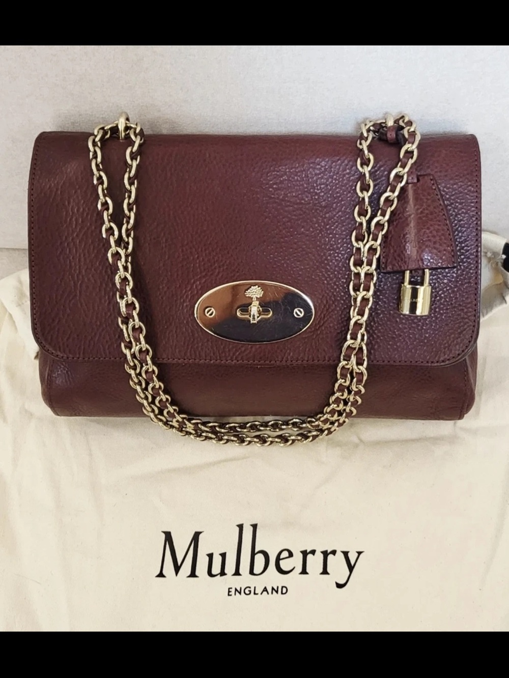 Mulberry Chain Shoulder Bag in Burgundy